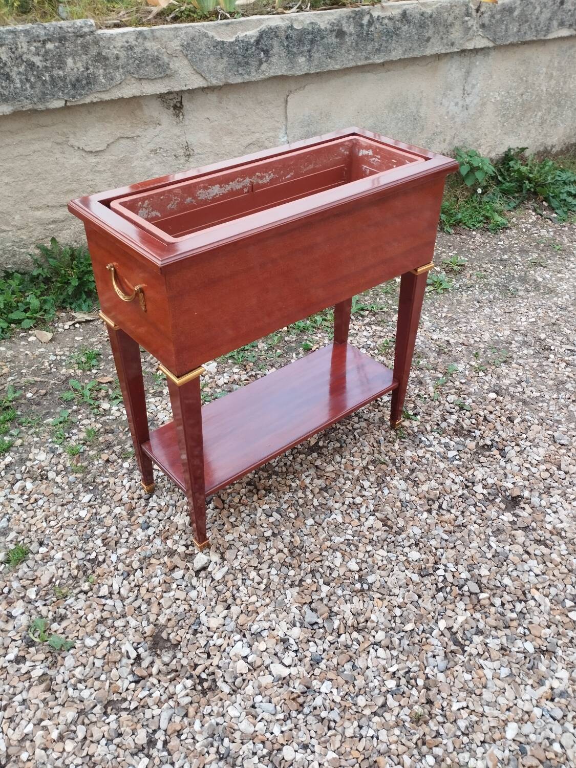 Meuble ancien jardinière en acajou style Louis XVI