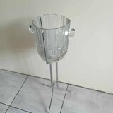 Large Champagne bucket in pressed molded glass and its support.