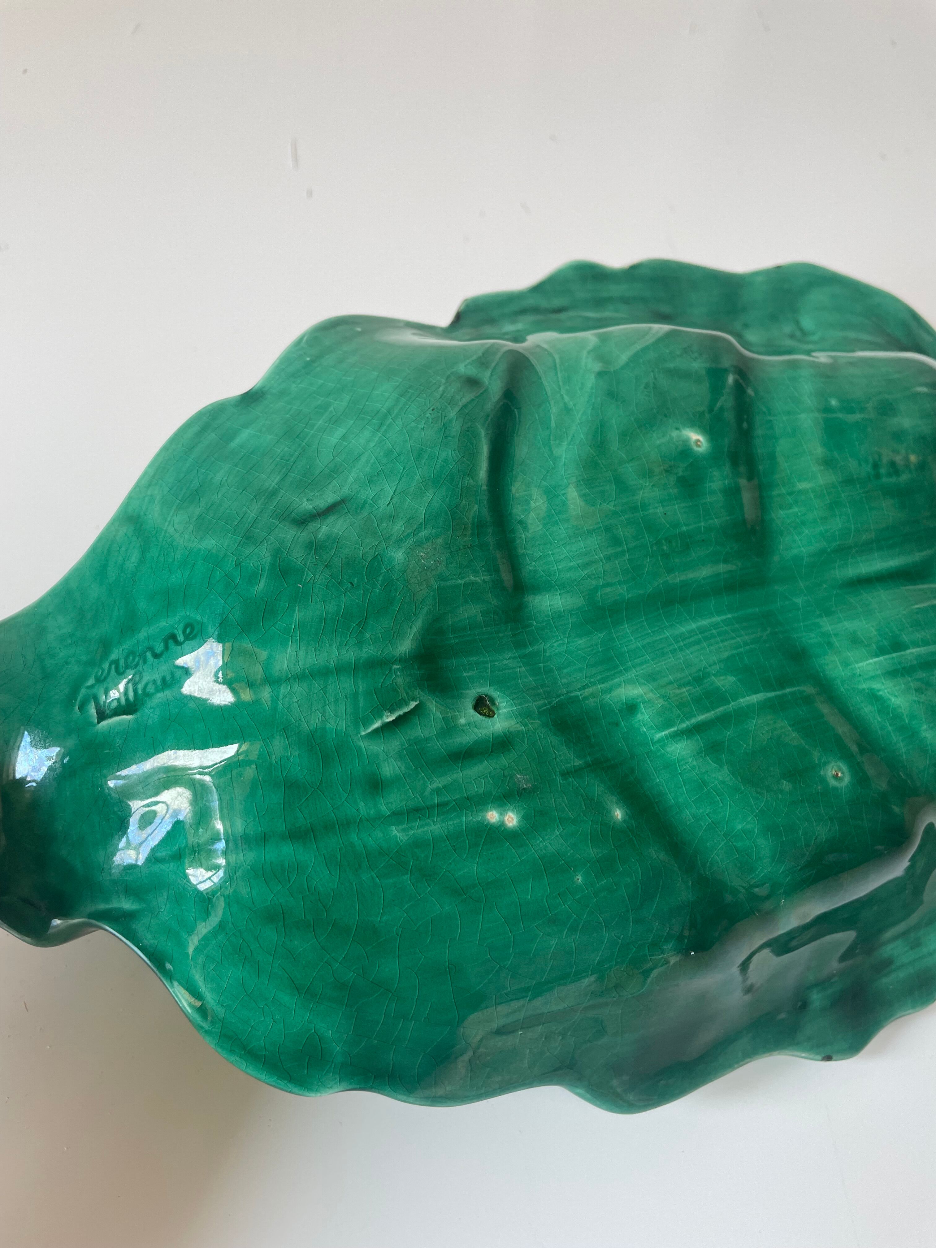 Vallauris ceramic leaf dish