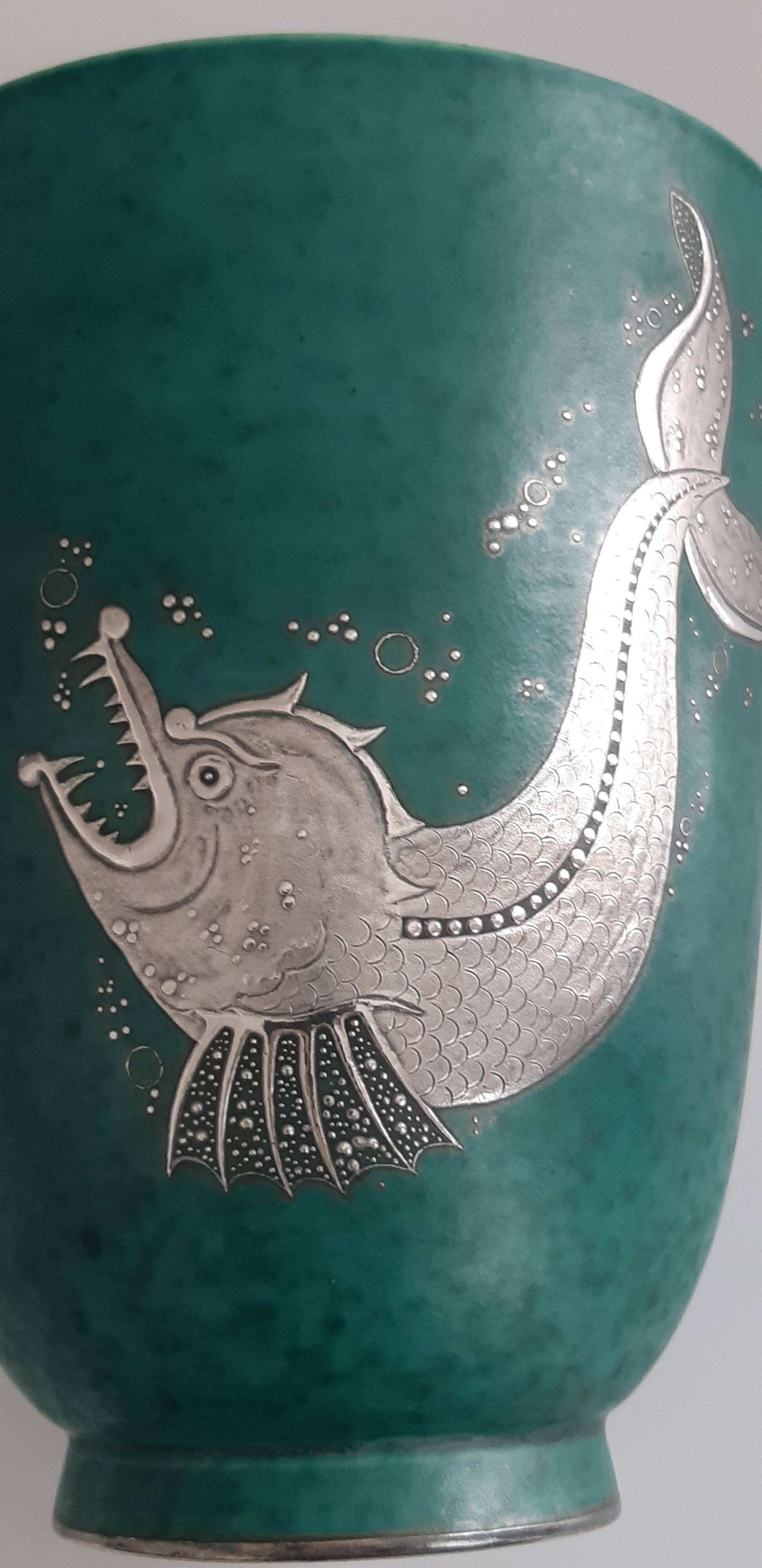 Wilhelm kage 'argenta' ceramic vase for gustavsberg sweden 1940s marked