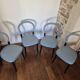 Set of 4 Göteborg chairs by Erik Gunnar Asplund for Cassina, blue leather.
