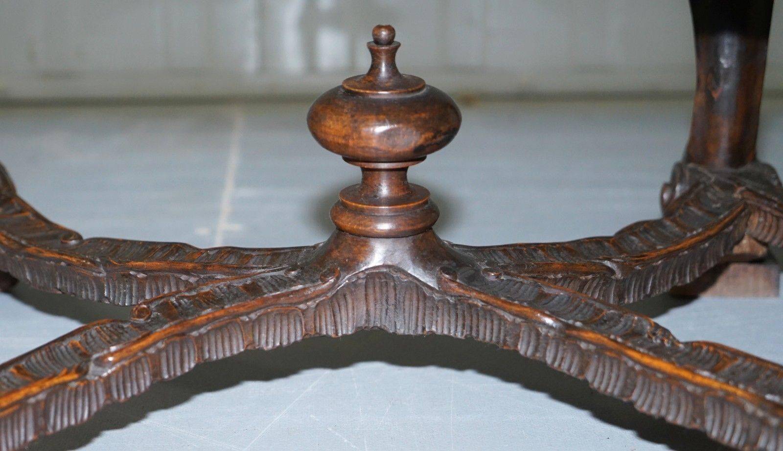 Carved Walnut Baroque Venetian Bench with Leather