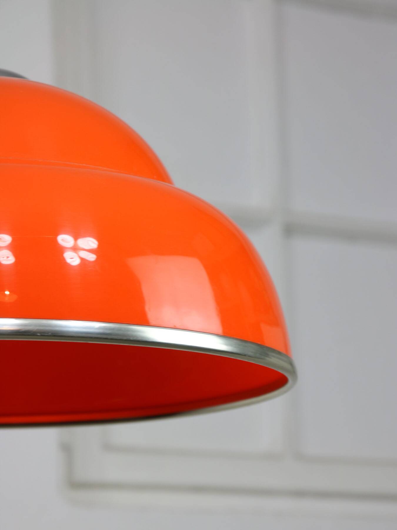 Space-age italian orange plexiglass pendant lamp