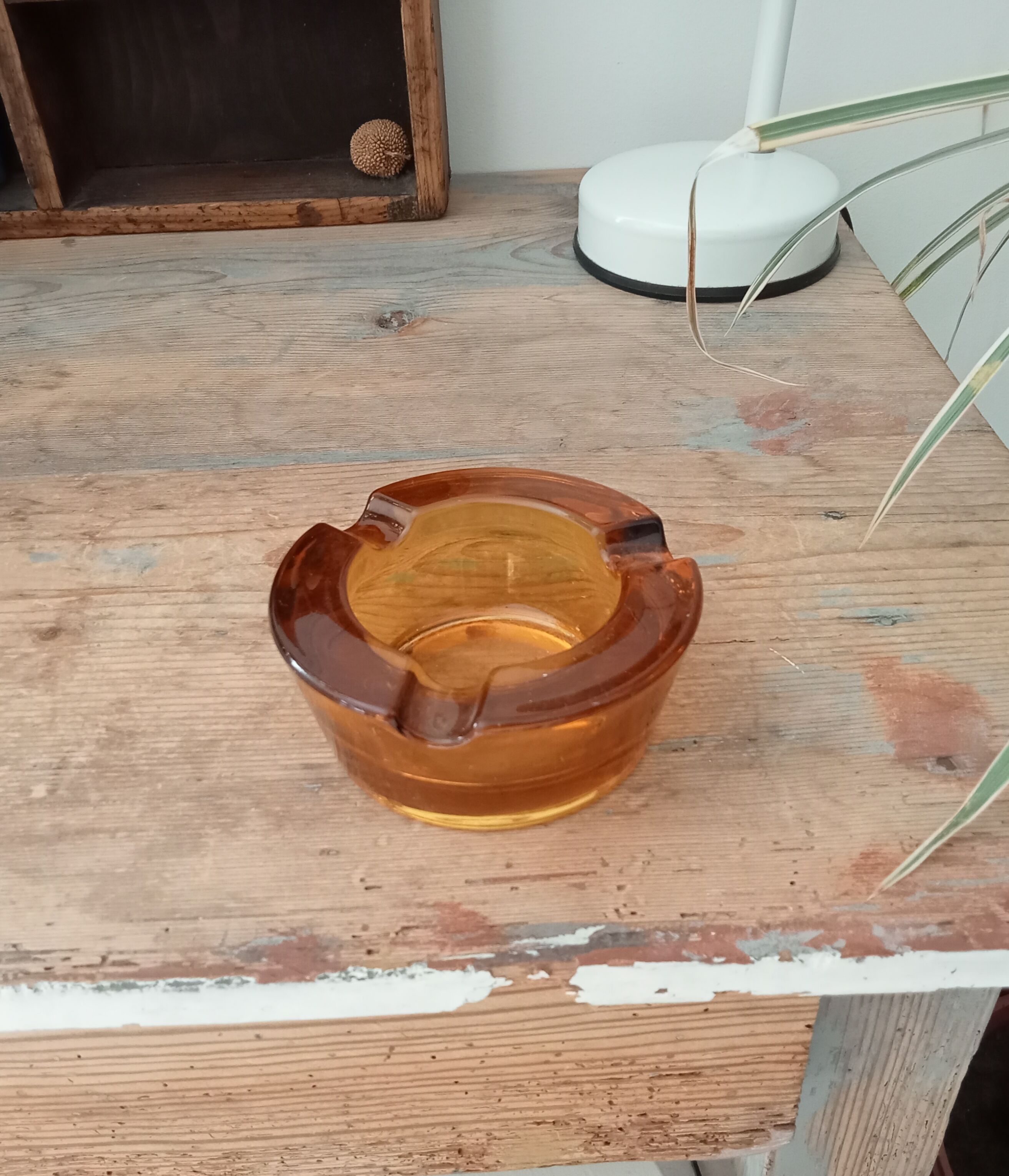 Vintage amber glass ashtray