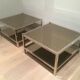 Pair of large side tables in chrome and bronze mirrors