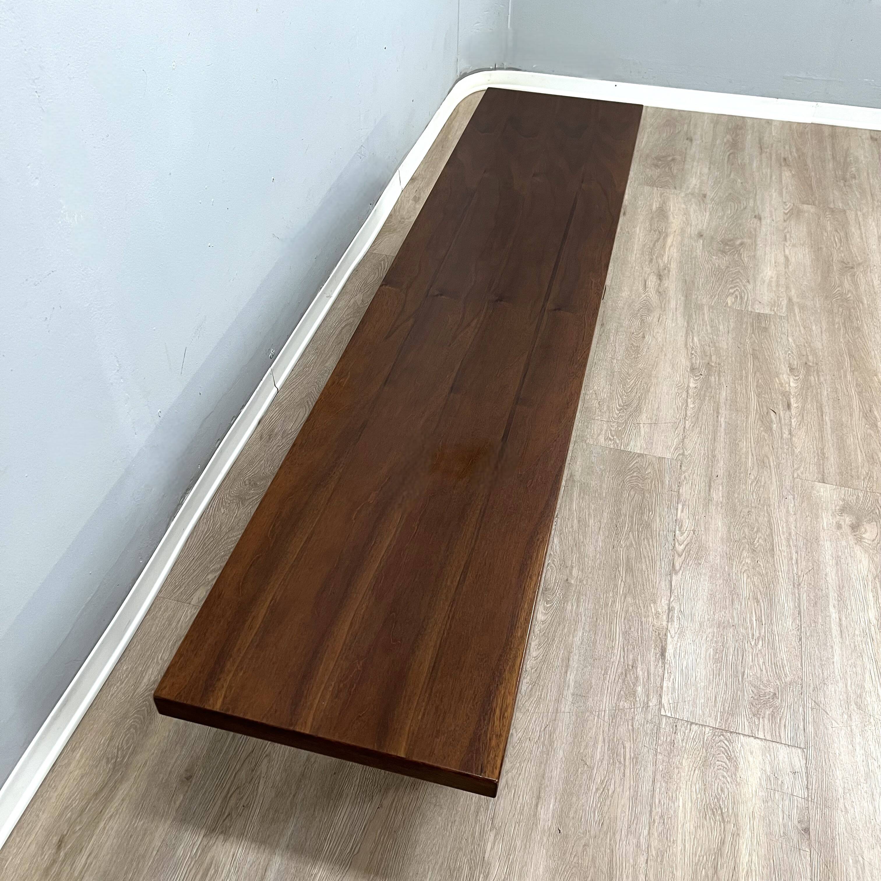 Michelucci brutalist design solid walnut bench 1970s