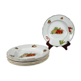 6 assiettes creuses KG Lunéville "Le Potager", 1950-70