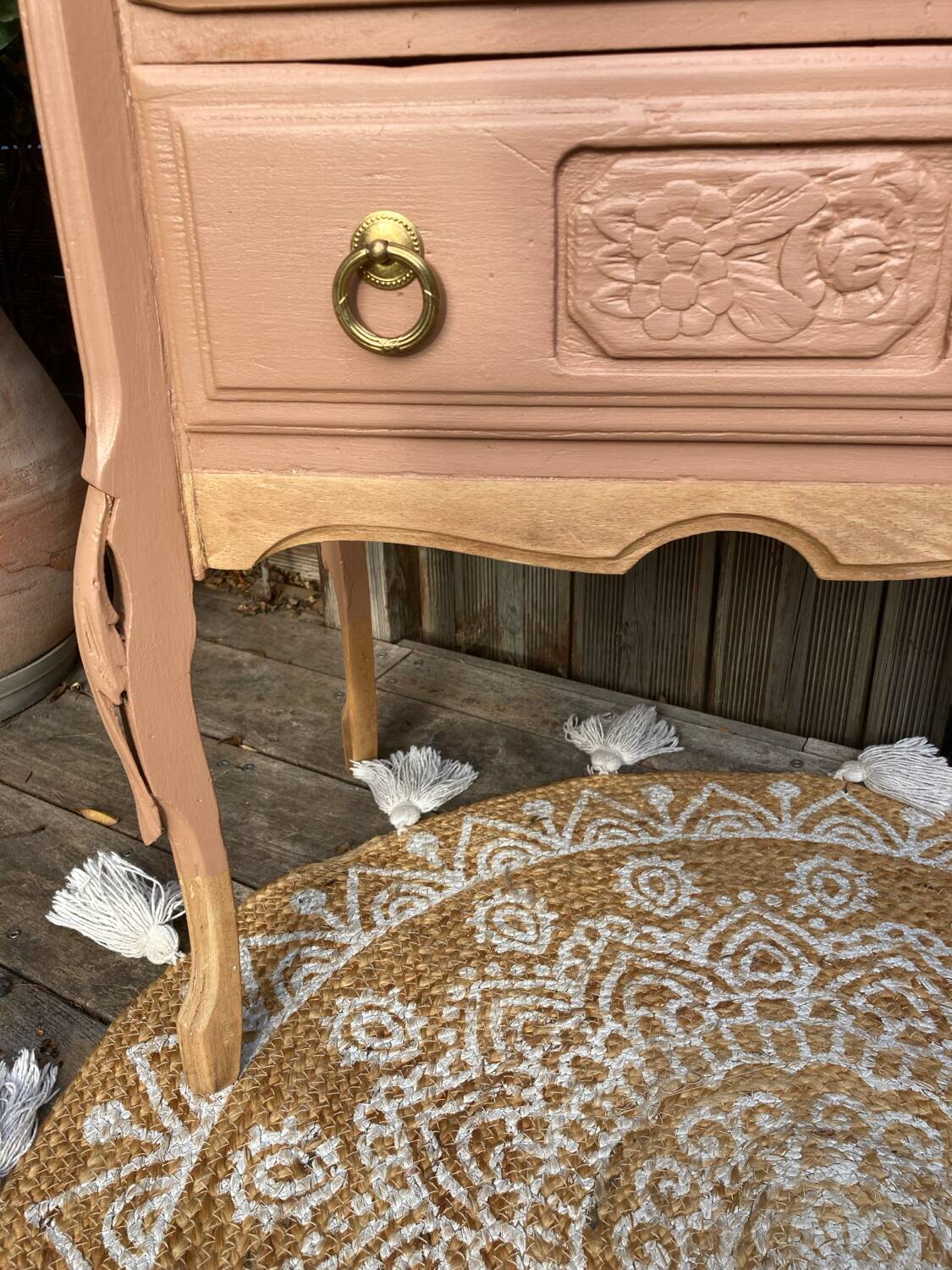 Petite commode ART DÉCO esprit coiffeuse terracotta