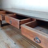 Monastery table, community table, 19th-century solid walnut console.