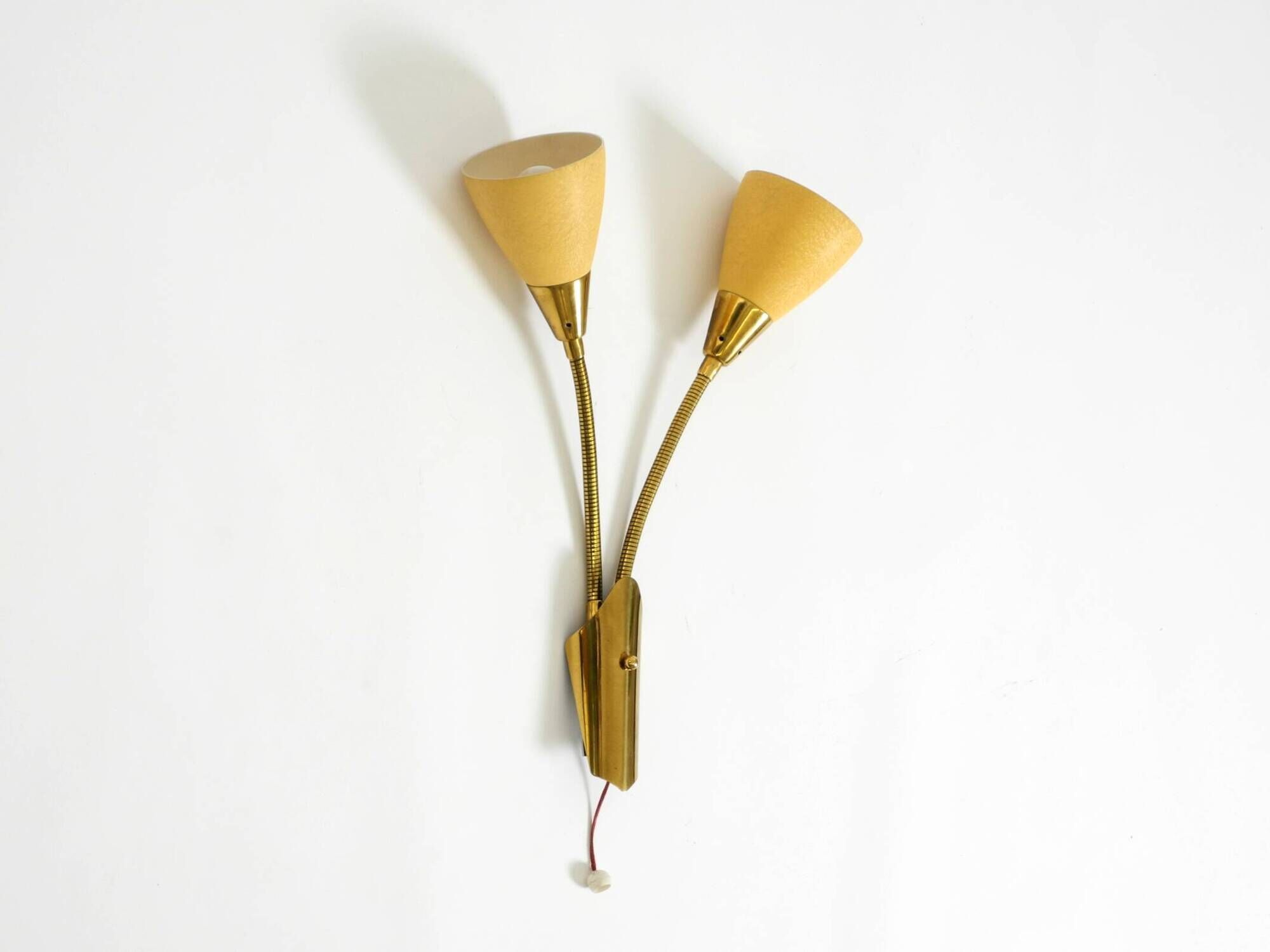 Mid Century unused brass wall lamp with double shade by Cosack Leuchten