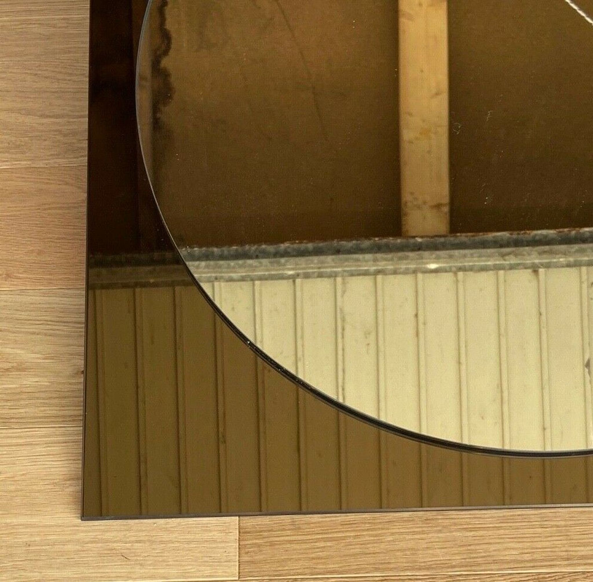 Mirror 1970 in glass smoked modernist square shape