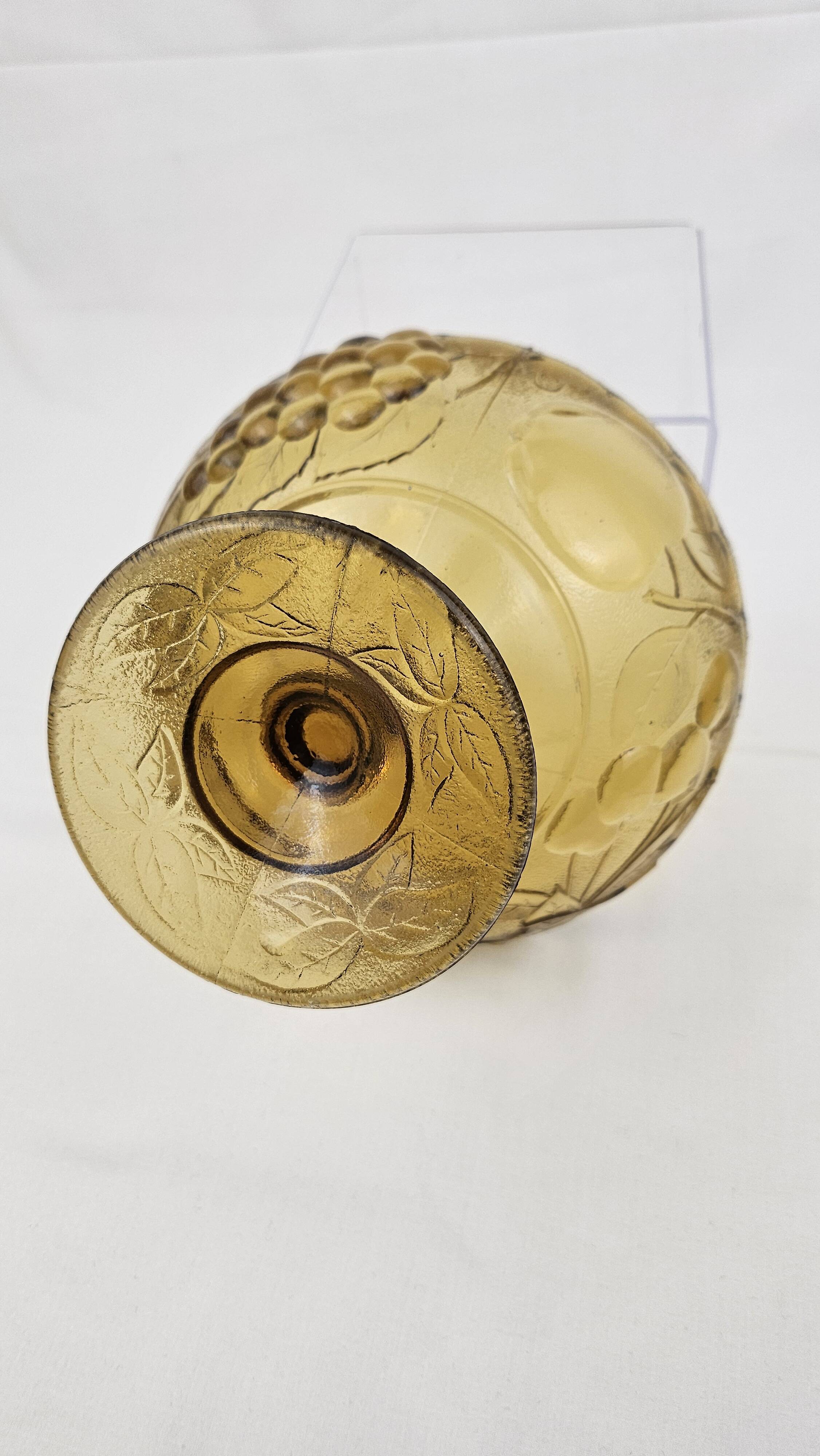 Amber glass compote – retro footed bowl vintage years