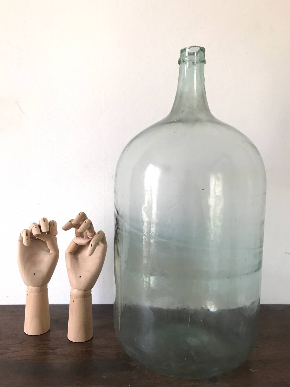 Old demijohn 25L, transparent glass carboy