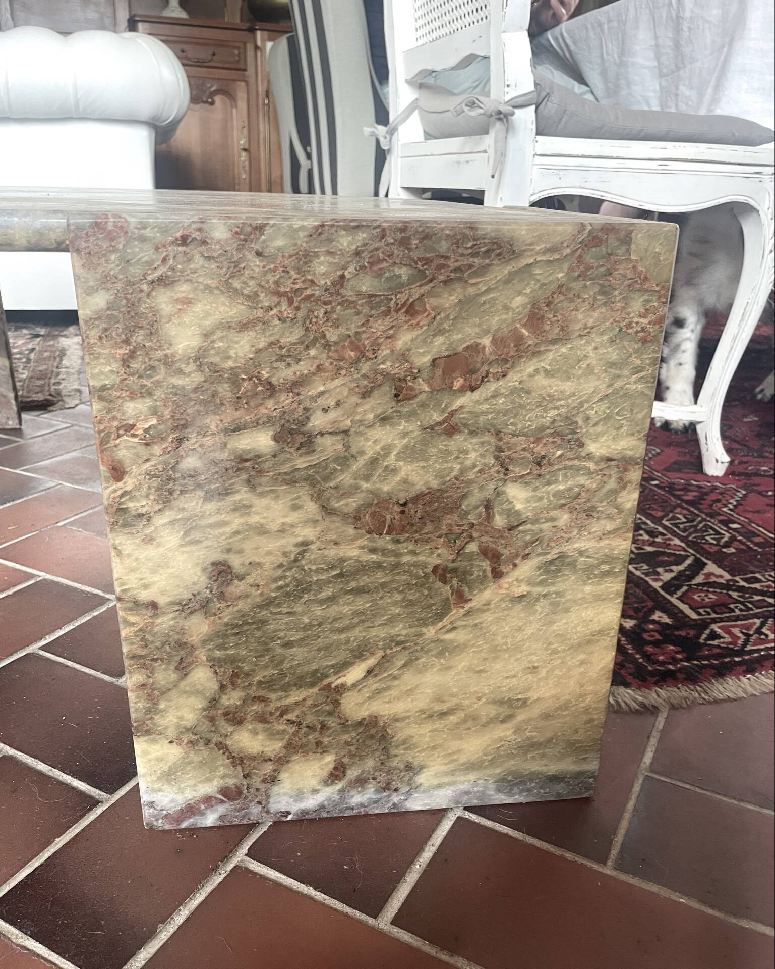 1970s marble eye-shaped coffee table