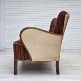 1960s, Danish 3-seater sofa, red furniture wool, beech wood.