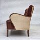 1960s, Danish 3-seater sofa, red furniture wool, beech wood.