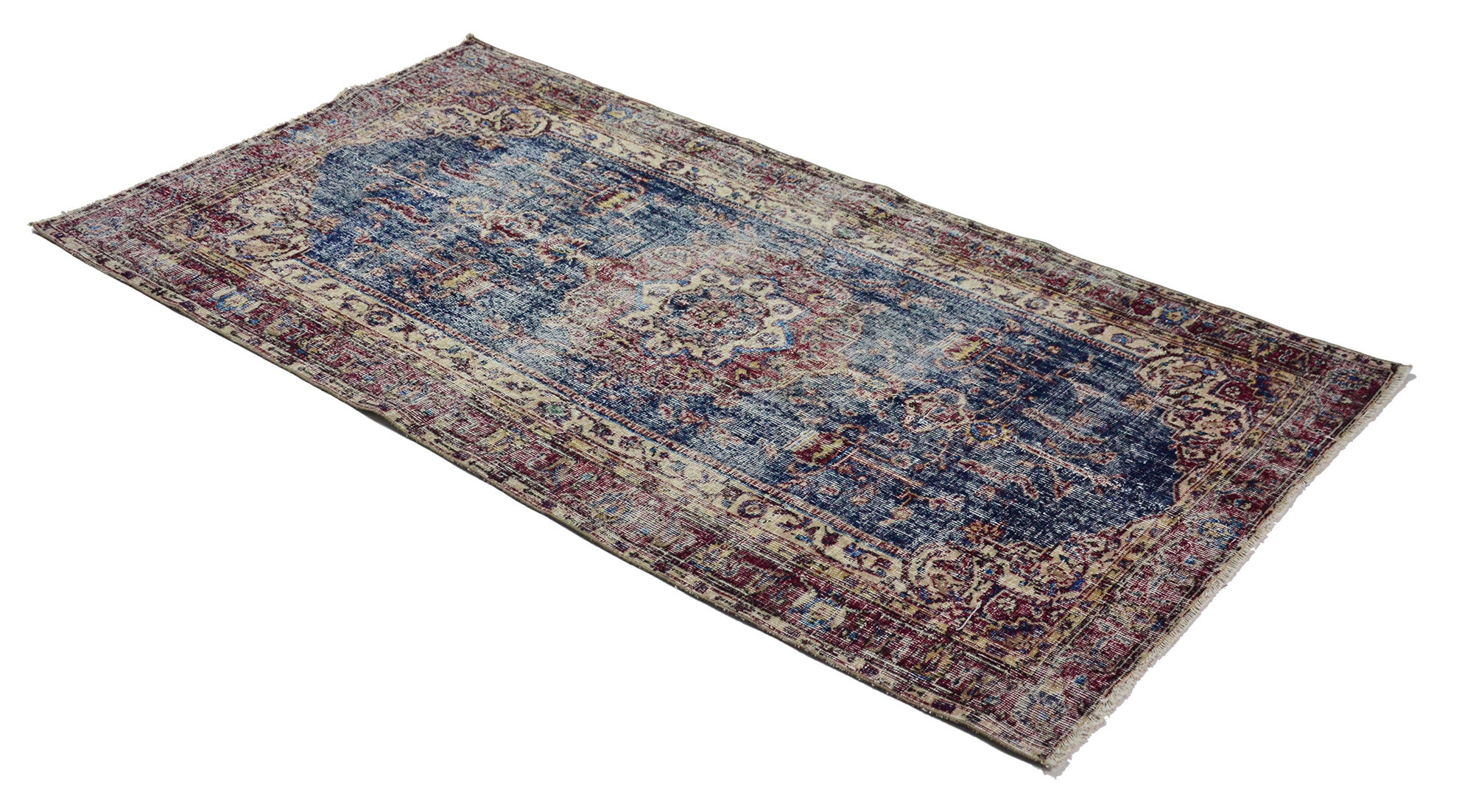 Anatolian handmade vintage rug 224 cm x 119 cm