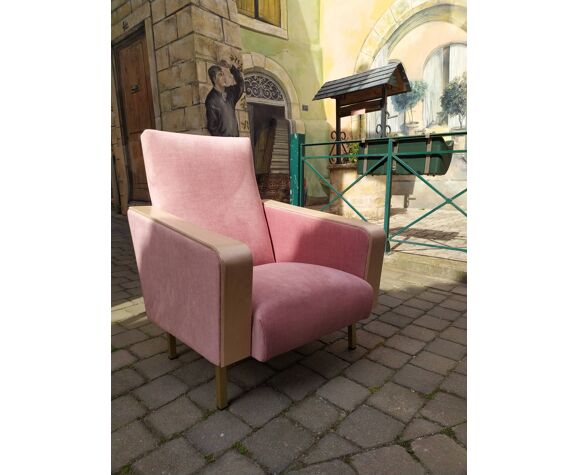 Vintage Pink Velvet Rockabilly Armchair Selency Vintage Pink Velvet Rockabilly Armchair, Light Pink Armchair Uk