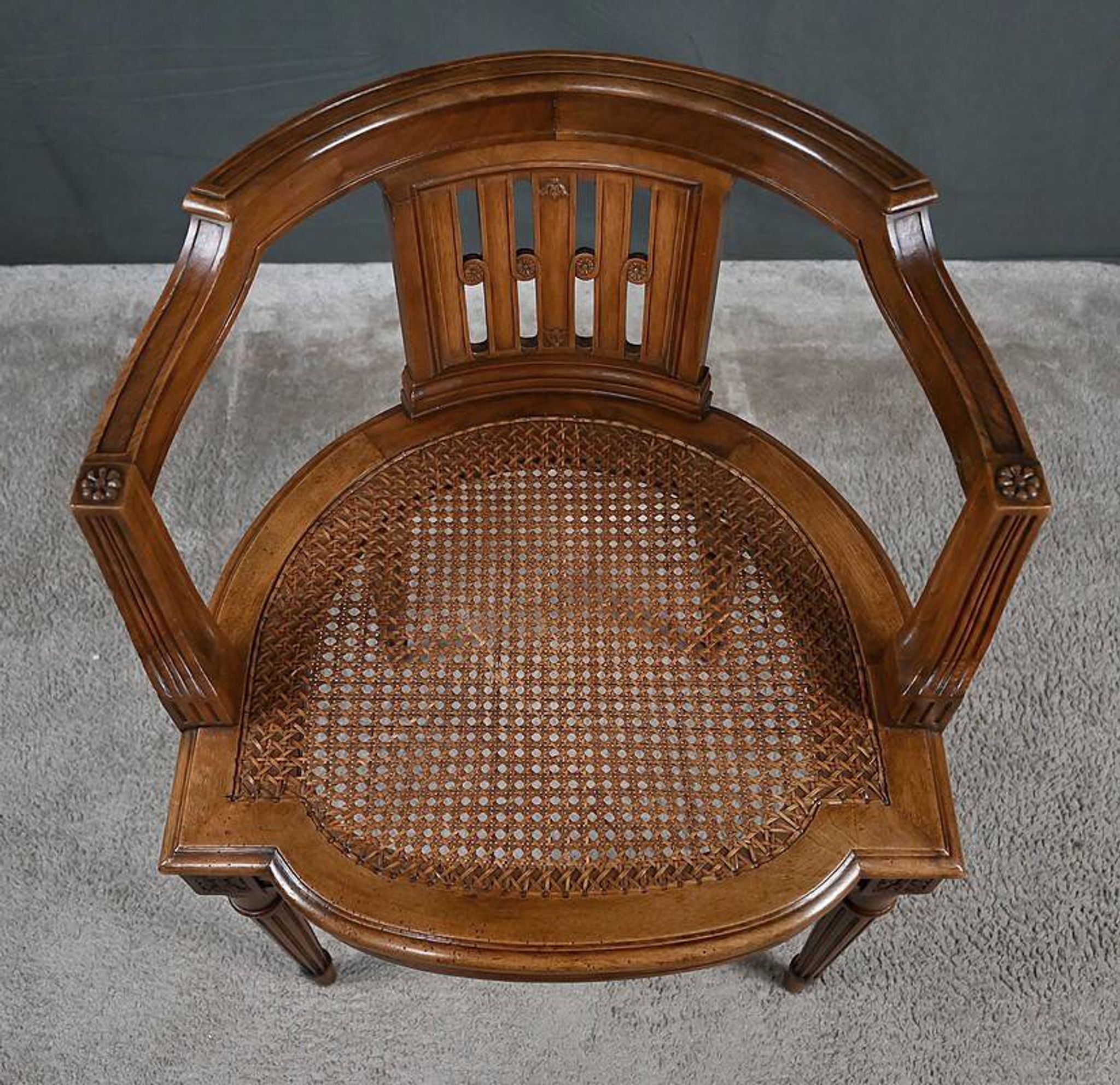 Small Office Armchair in Walnut, Louis XVI style – Late 19th century