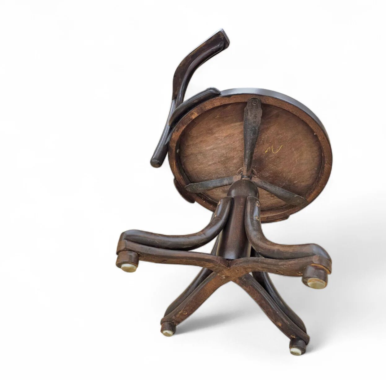 Chaise de bureau pivotante en bois cintré de style sécession viennoise / Art Nouveau