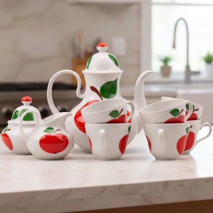 Coffee service in porcelain with red apple Seltmann Weiden
