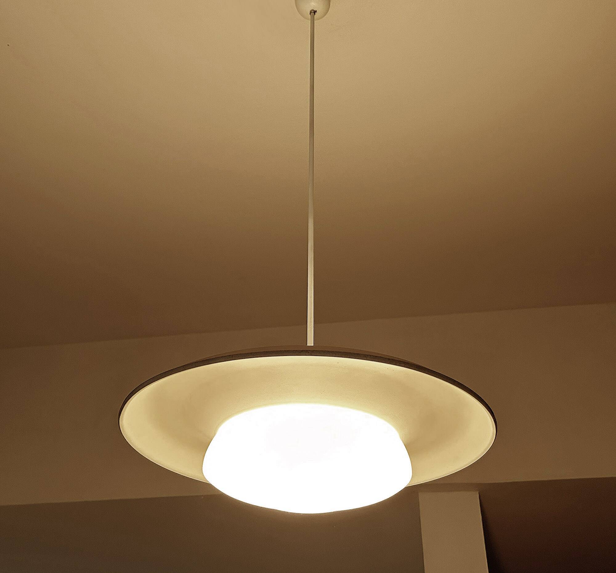 Pair of large bauhaus pendant lights from the 1930s