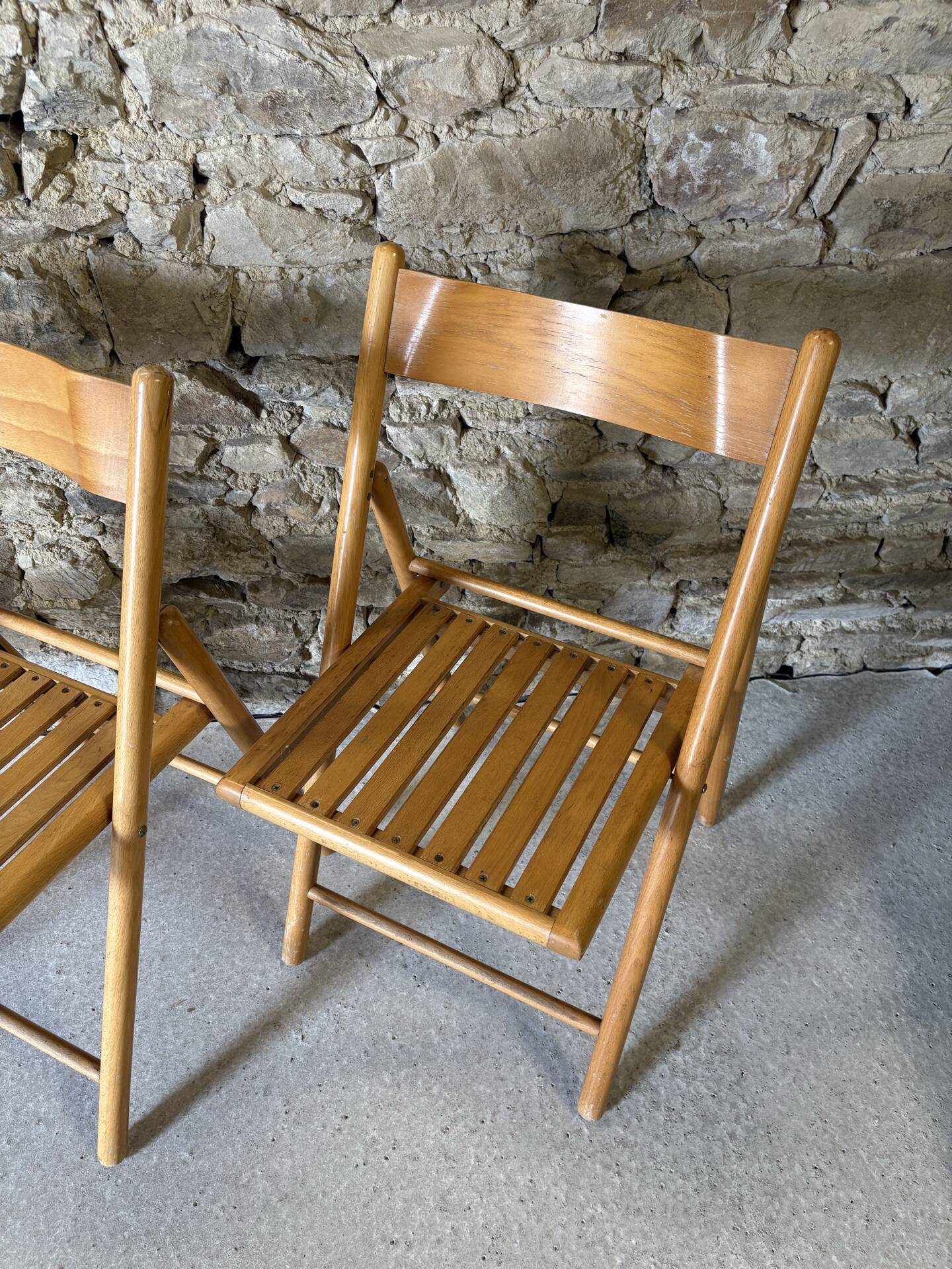 4 folding wooden chairs for Habitat, 1980