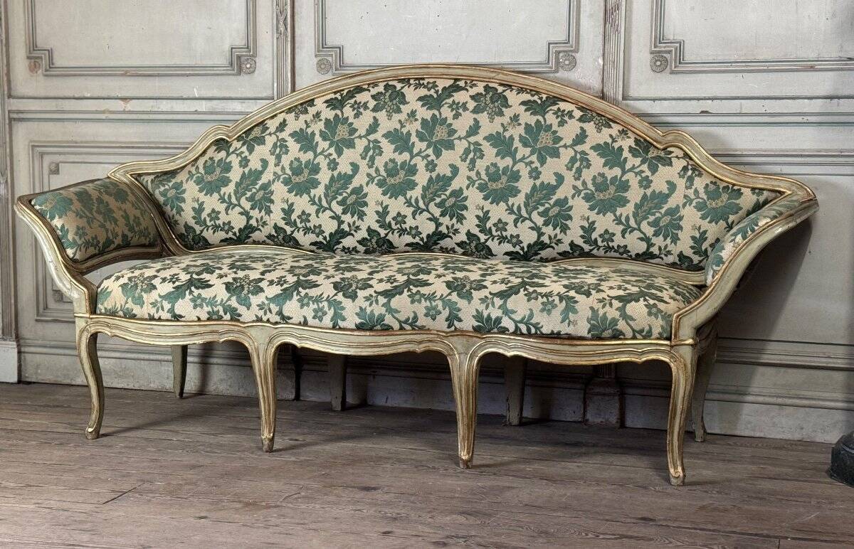 Painted and gilded wooden bench, Venice, 18th century