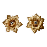 Paire d'appliques dorées italiennes par Masca, 1980