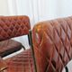 Set of 4 Vintage Quilted Leather Dining Chairs: Black Metal Base