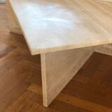 Table basse triangle travertin up & up vintage 1970 Italie