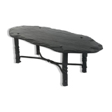 French wrought iron and slate coffee table