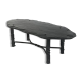 French wrought iron and slate coffee table