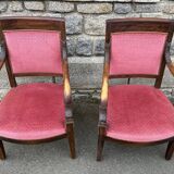 Paire de fauteuils Empire, Consulat, noyer et velours, XIXème s.