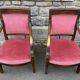 Pair of Empire armchairs, Consulate, walnut and velvet, 19th century.