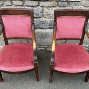Pair of Empire armchairs, Consulate, walnut and velvet, 19th century.