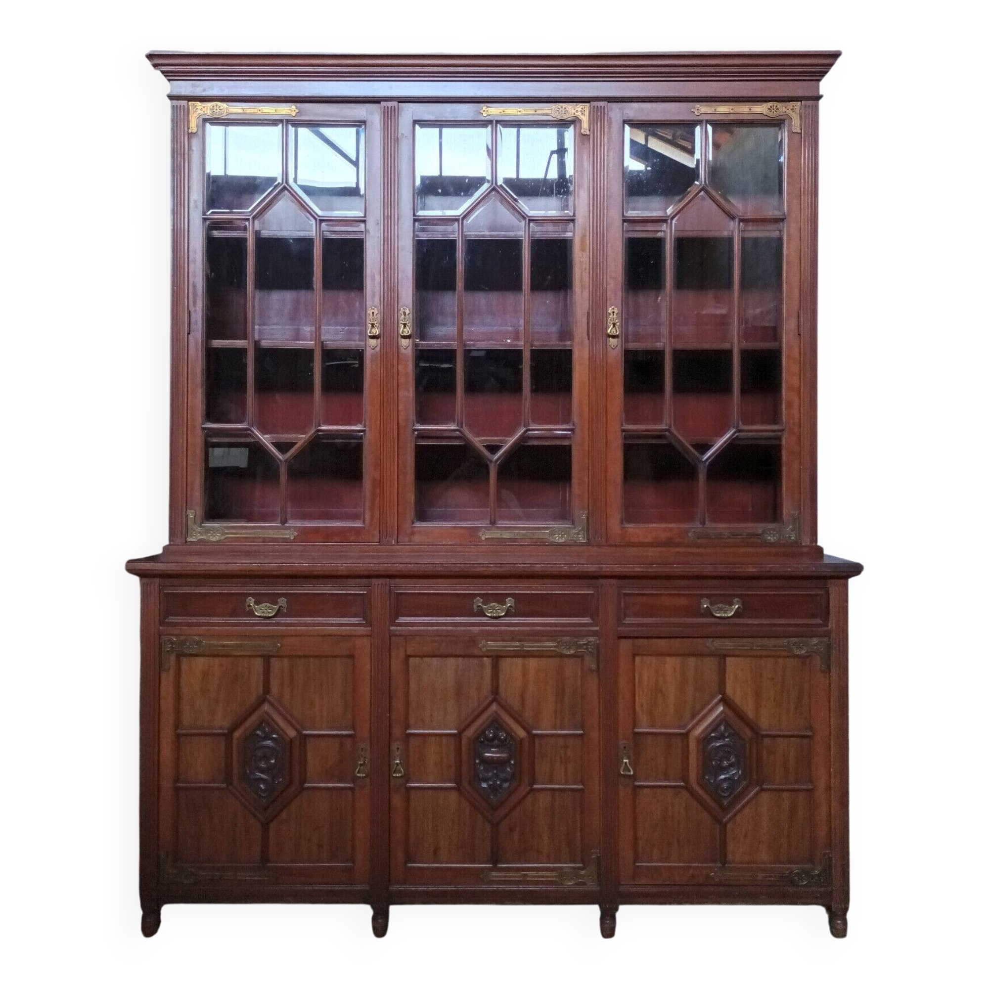 Bibliothèque anglaise Maple & Co 19ème en acajou