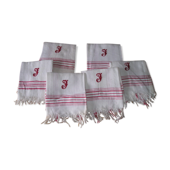 Set of 6 honeycomb towels, monogram