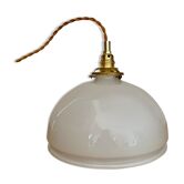 Vintage lampshade suspension in white opaline