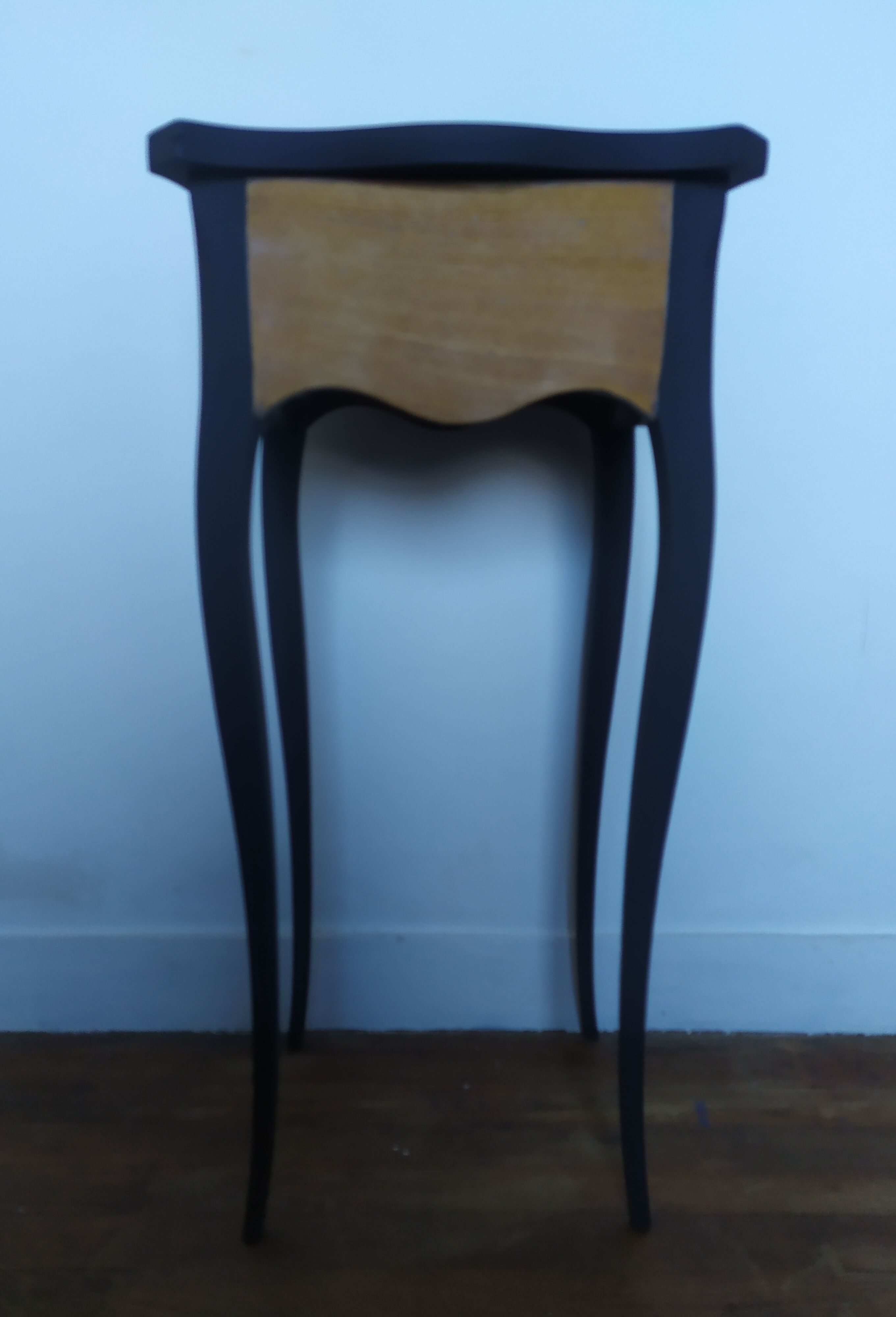 Old bedside painted in matte black and oiled wood