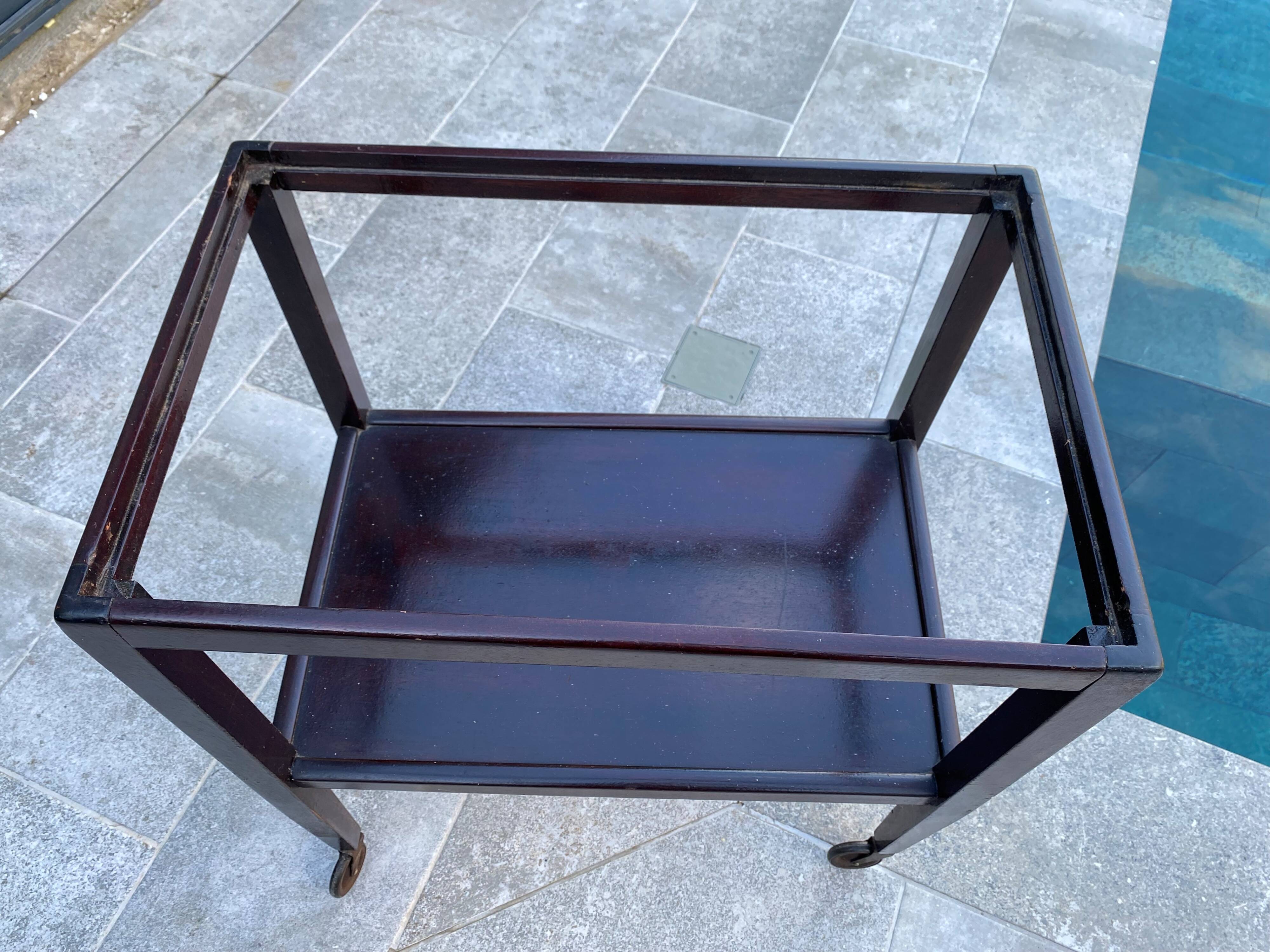 Rolling bar cart with 1 removable tray, Art Deco 1930.