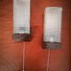 Pair of glass sconces, zipper, 70s