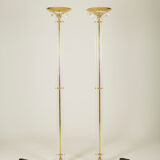 Brass and plexiglass floor lamp Hollywood regency 1970s