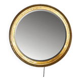 Large round wall light mirror gold leaf - 1960s - Ø66cm