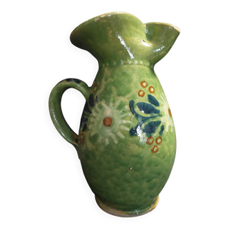 Enamelled terracotta pitcher, Spain, 20th century