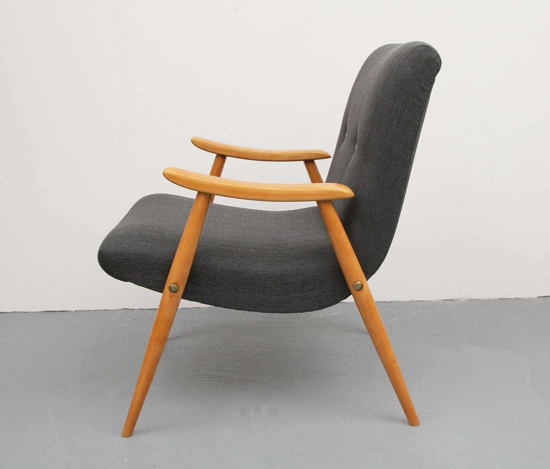 1950s armchair dark-grey, completely restored