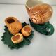 Pair of snail-shaped bowls and their leaf-shaped saucers – 1950s-1960s