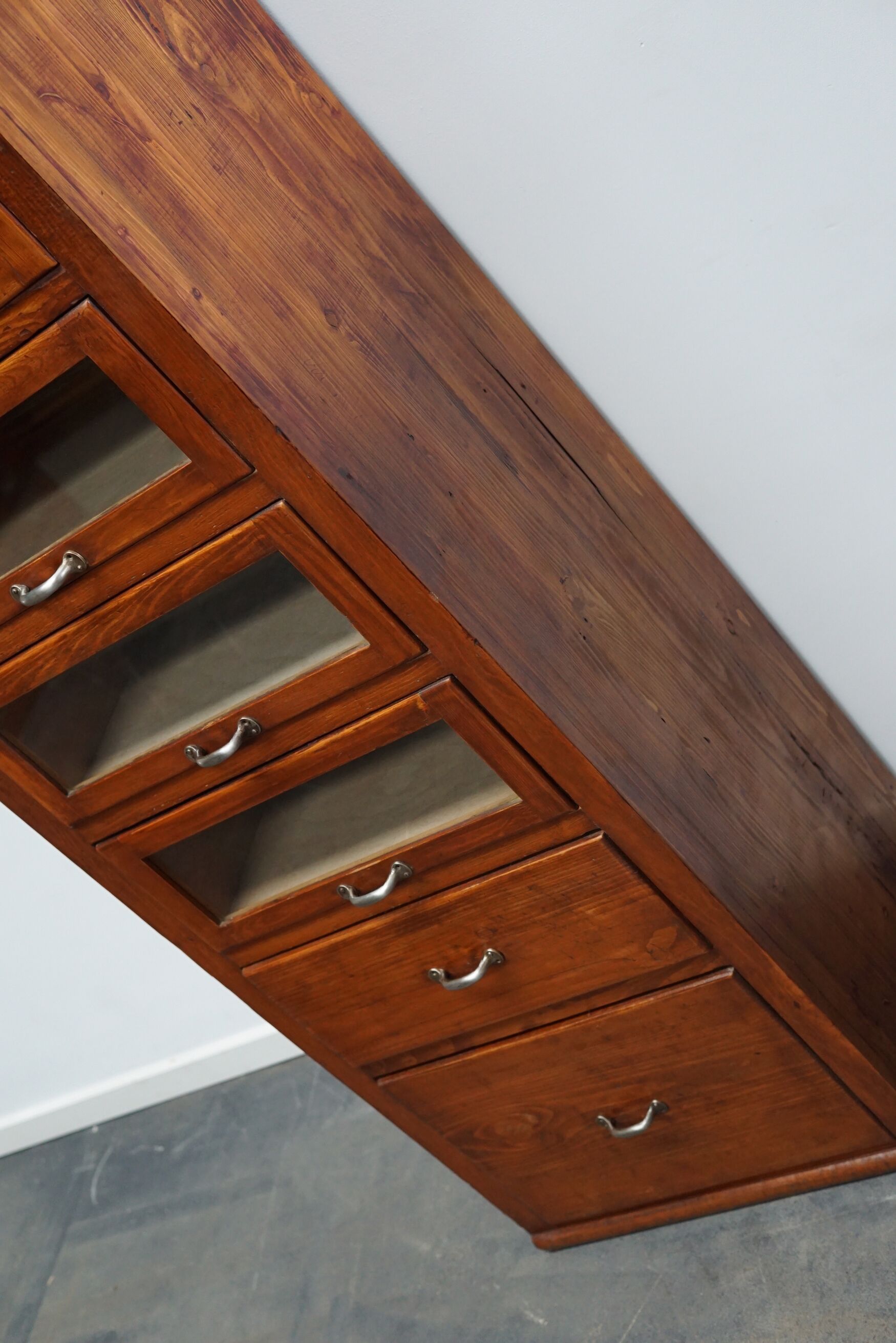 Vintage German pine haberdashery cabinet, 1950s