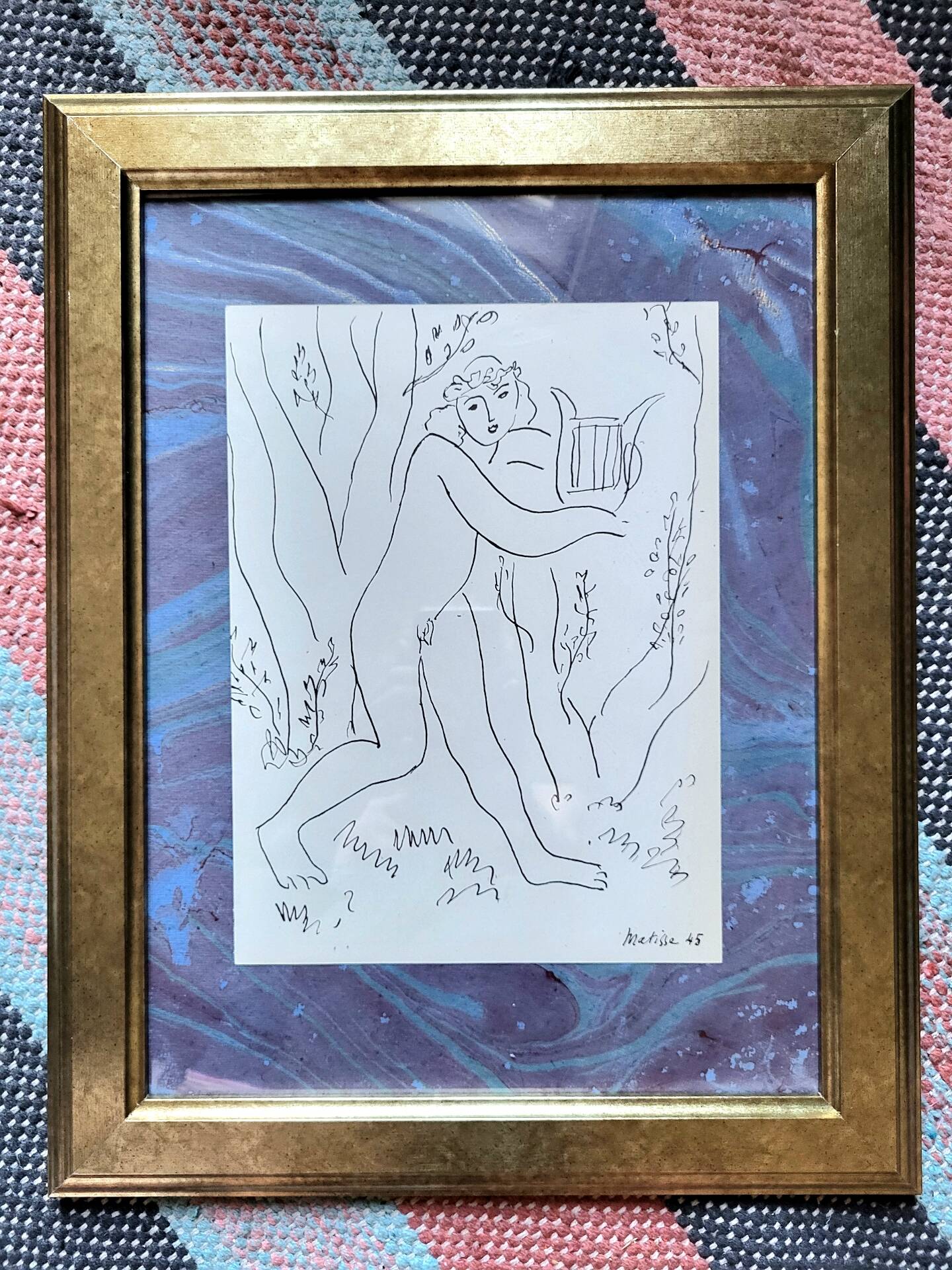 Framed table Lithograph Henri Matisse Orpheus Edition Mazenod 1945