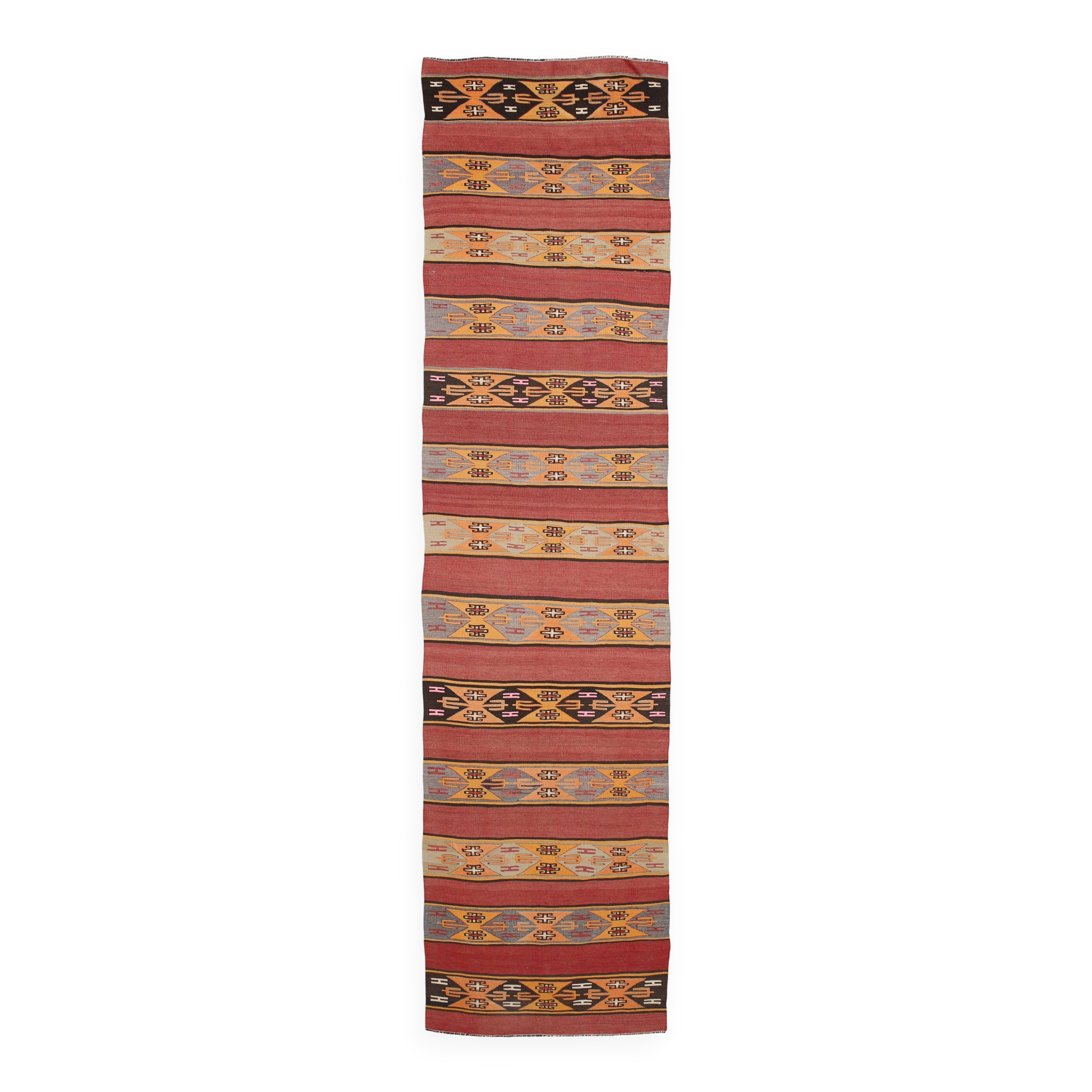 Tapis de couloir bohème 88 x 383 cm, tapis kilim turc, décoration rustique de ferme